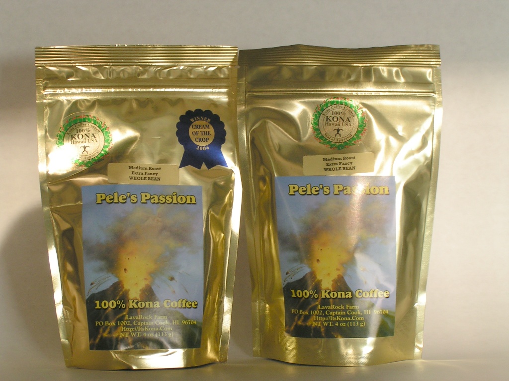 Dual-4oz Peles Passion 100% Kona Coffee - Med - Ground